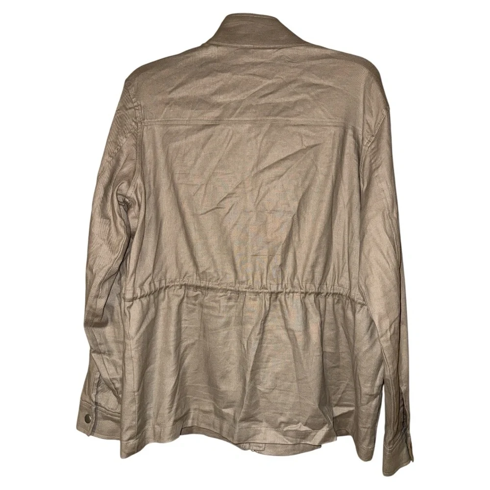 32 Degrees Cool Womens‎ Tan Linen Utility Jacket Medium Cinch Waist Lightweight